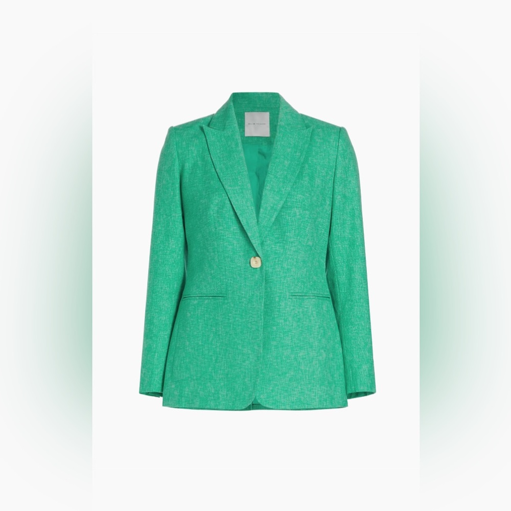 Elie Tahari Romina Cotton-Blend Blazer, Neptune Green, NWTO Size 14